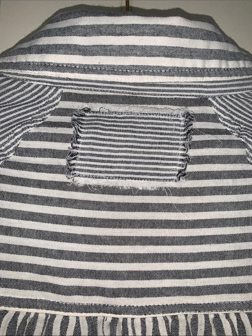 MIOU MUSE Women's Gray & White Striped Button-Down Shirt